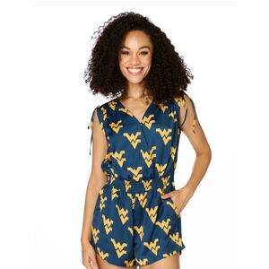 Stewart Simmons WVU Mountaineers Romper Women XS Blue Gold Game Day Outfit NWT